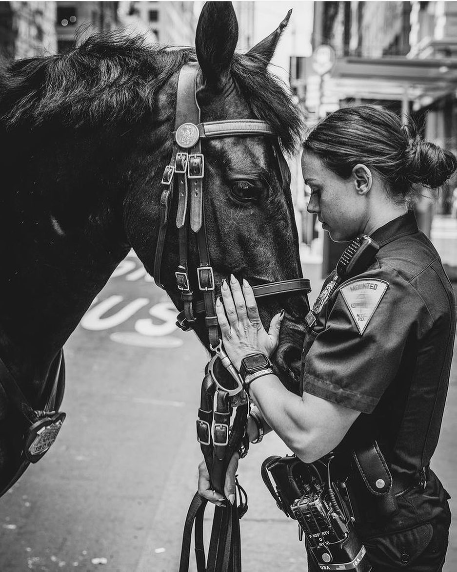 Jess Oliviery and her real life NYPD Mustang